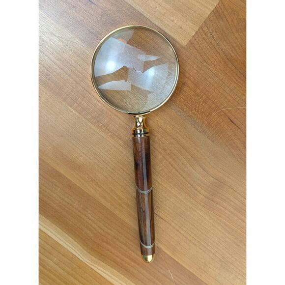 Walnut & Maple Wood Handle Magnifying Glass 7" Handcrafted USA Handheld Gift - Picture 2 of 8